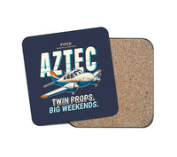 Thumbnail for Piper PA-23-250 Aztec - Cartoon - Coaster - Navy Blue