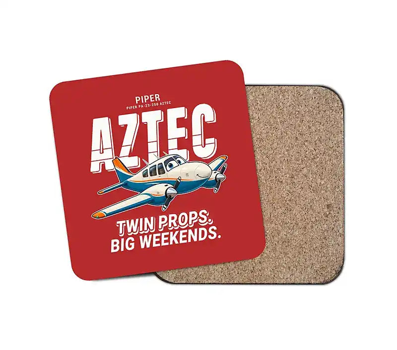 Piper PA-23-250 Aztec - Cartoon - Coaster - Red