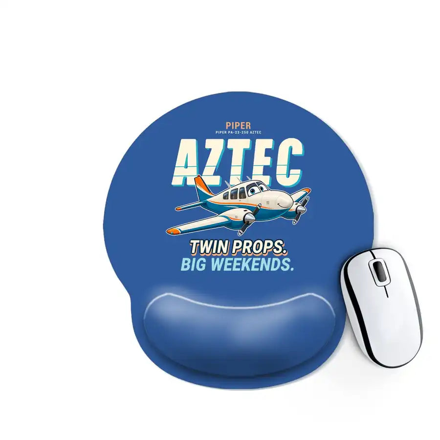 Piper PA-23-250 Aztec - Cartoon - Ergonomic Mouse Pad - Blue