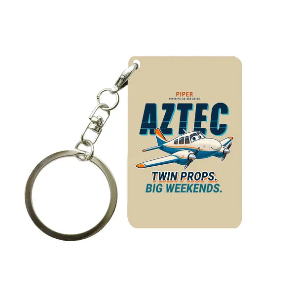 Piper PA-23-250 Aztec - Cartoon - Key Chain - Beige