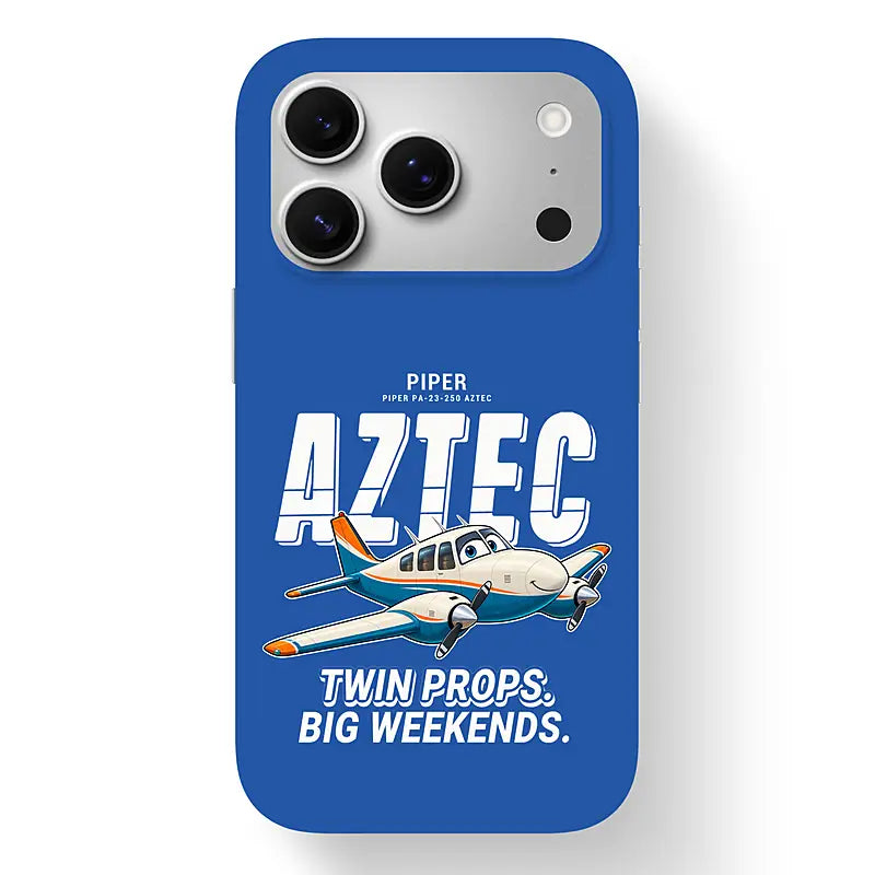 Piper PA-23-250 Aztec - Cartoon - MagSafe iPhone 17 Pro - Blue