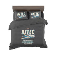 Thumbnail for Piper PA-23-250 Aztec - Cartoon + Name - Bedding Set - Black