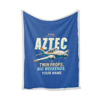 Thumbnail for Piper PA-23-250 Aztec - Cartoon + Name - Blanket - Blue