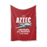 Thumbnail for Piper PA-23-250 Aztec - Cartoon + Name - Blanket - Red