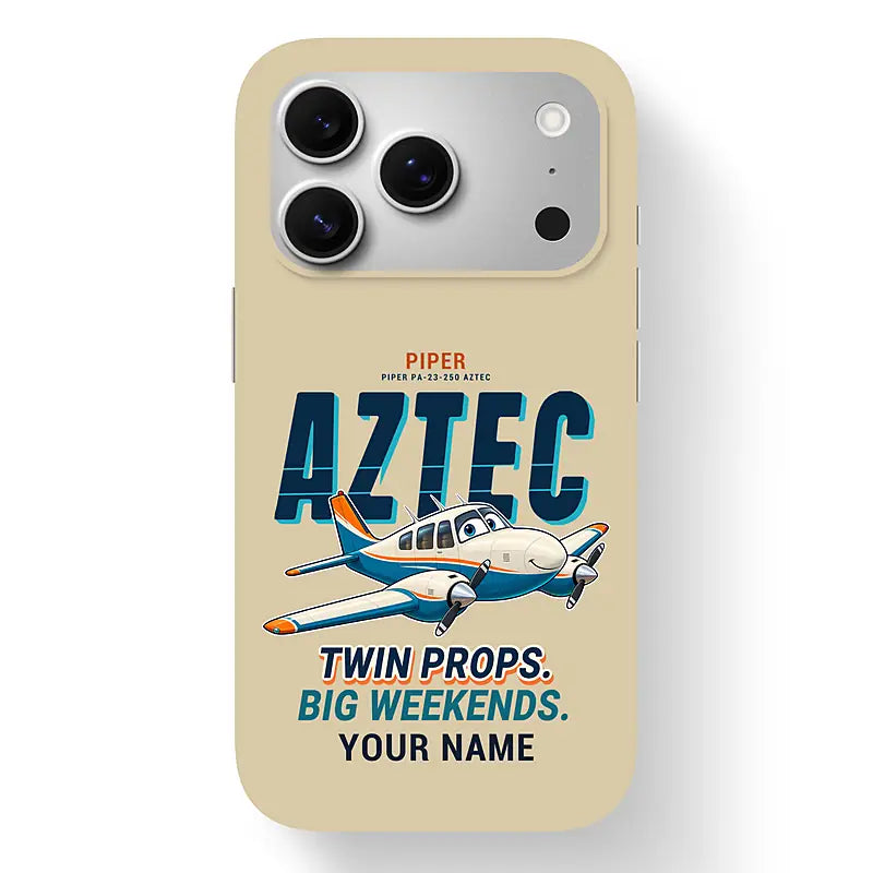 Piper PA-23-250 Aztec - Cartoon + Name - MagSafe iPhone 17 Pro - Beige