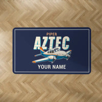 Thumbnail for Piper PA-23-250 Aztec - Cartoon + Name - Rectangle Carpet - Dark Blue