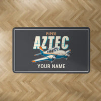 Thumbnail for Piper PA-23-250 Aztec - Cartoon + Name - Rectangle Carpet - Dark Gray