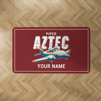Thumbnail for Piper PA-23-250 Aztec - Cartoon + Name - Rectangle Carpet - Dark Red