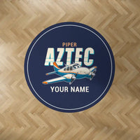 Thumbnail for Piper PA-23-250 Aztec - Cartoon + Name - Round Carpet - Dark Blue