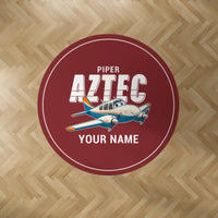 Thumbnail for Piper PA-23-250 Aztec - Cartoon + Name - Round Carpet - Dark Red