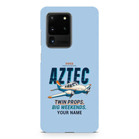 Thumbnail for Piper PA-23-250 Aztec - Cartoon + Name - Samsung Case - Light Blue
