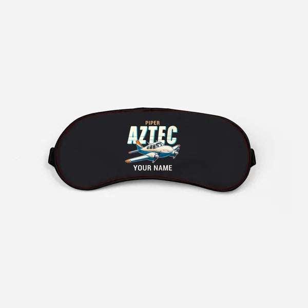 Piper PA-23-250 Aztec - Cartoon + Name - Sleep Mask - Black