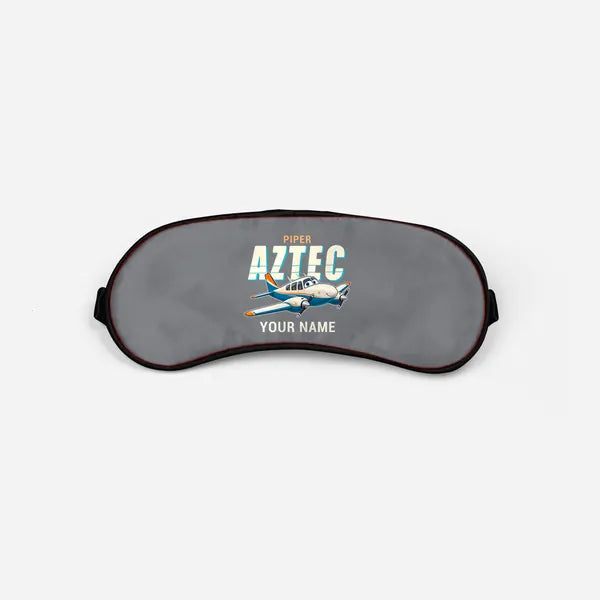Piper PA-23-250 Aztec - Cartoon + Name - Sleep Mask - Gray