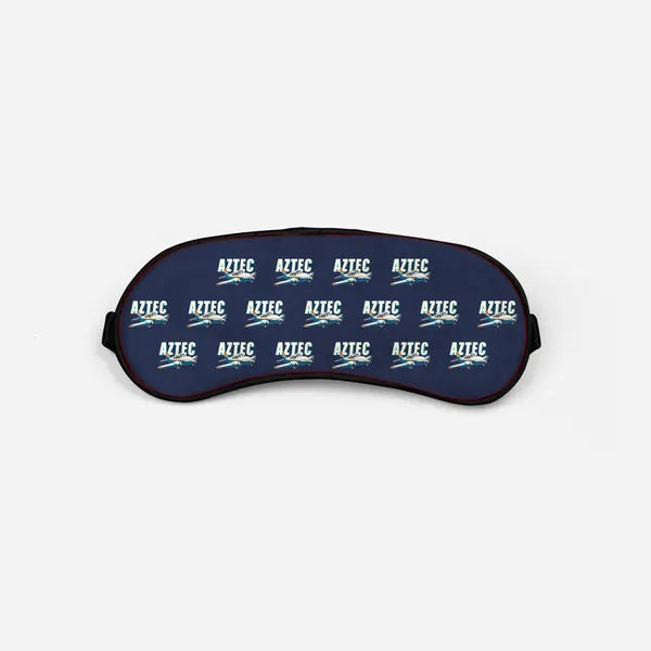Piper PA-23-250 Aztec - Cartoon Pattern - Sleep Mask - Navy Blue