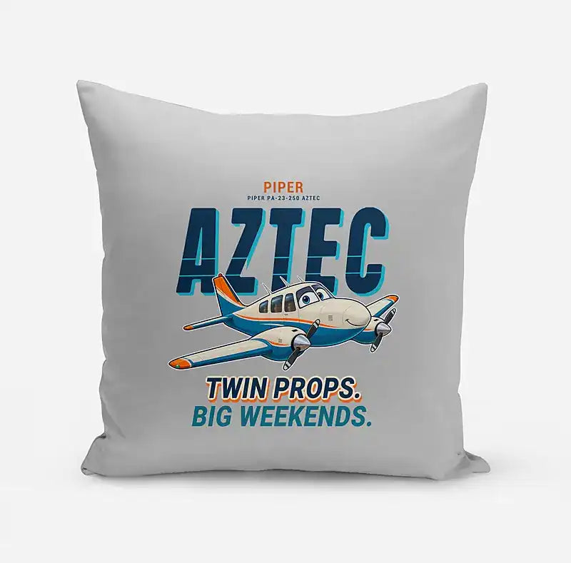 Piper PA-23-250 Aztec - Cartoon - Pillow - Light Gray