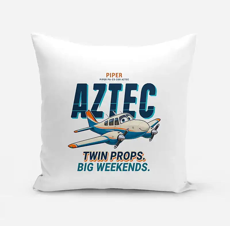 Piper PA-23-250 Aztec - Cartoon - Pillow - White
