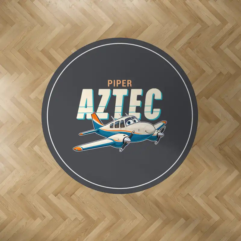 Piper PA-23-250 Aztec - Cartoon - Round Carpet - Dark Gray