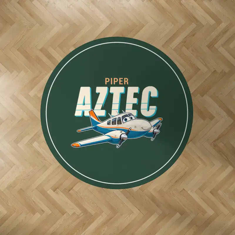 Piper PA-23-250 Aztec - Cartoon - Round Carpet - Dark Green