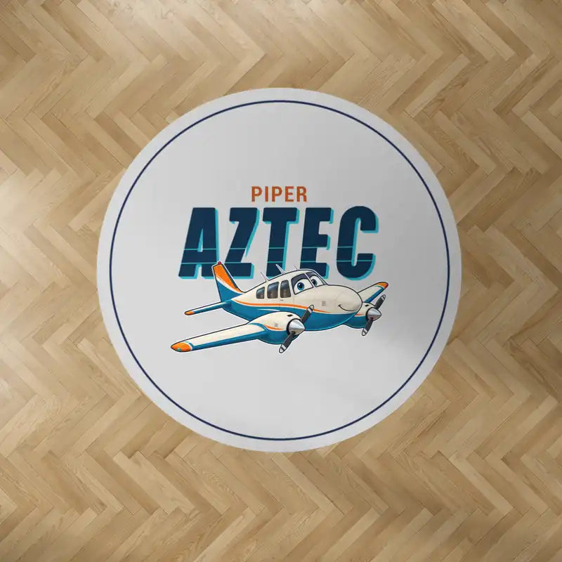 Piper PA-23-250 Aztec - Cartoon - Round Carpet - Light Gray