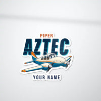 Thumbnail for Piper PA-23-250 Aztec - Cartoon Die-Cut + Name - Die-Cut - White Car