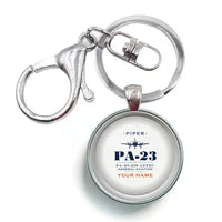 Thumbnail for Piper PA-23-250 Aztec - Heritage + Name - Circle Key Chain - White