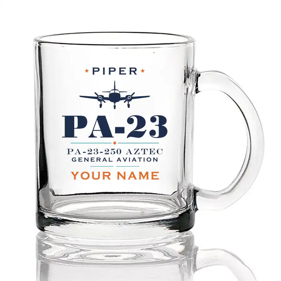 Piper PA-23-250 Aztec - Heritage + Name - Coffee & Tea Glass