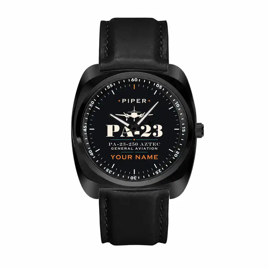 Piper PA-23-250 Aztec - Heritage + Name - Luxury Cushion - Black and Black Strap