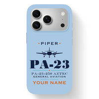 Thumbnail for Piper PA-23-250 Aztec - Heritage + Name - MagSafe iPhone 17 Pro - Light Blue