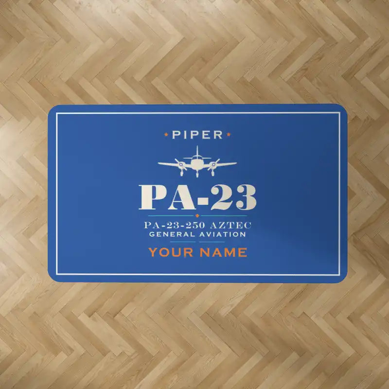 Piper PA-23-250 Aztec - Heritage + Name - Rectangle Carpet - Blue