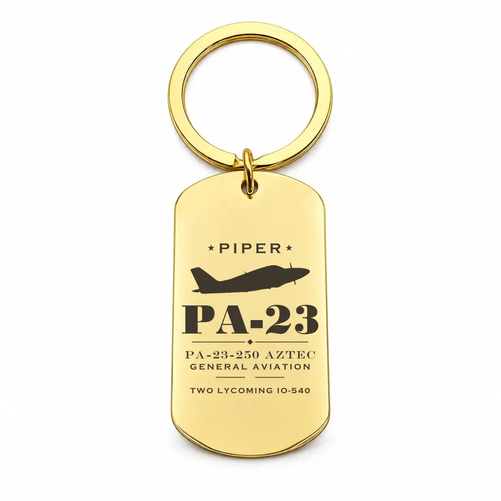 Piper PA-23-250 Aztec - Key Chain - Heritage - Gold