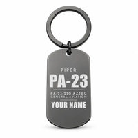 Thumbnail for Piper PA-23-250 Aztec - Key Chain - Tag + Name - Black