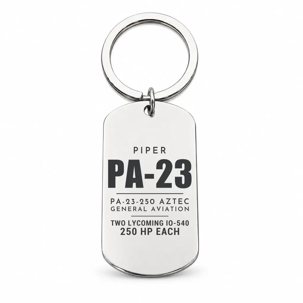 Piper PA-23-250 Aztec - Key Chain - Tag - Silver