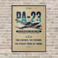 Thumbnail for Piper PA-23-250 Aztec - Original - Canvas Framed - Beige