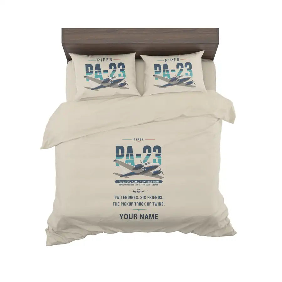 Piper PA-23-250 Aztec - Original + Name - Bedding Set - Beige