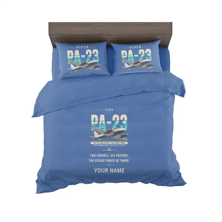 Piper PA-23-250 Aztec - Original + Name - Bedding Set - Blue
