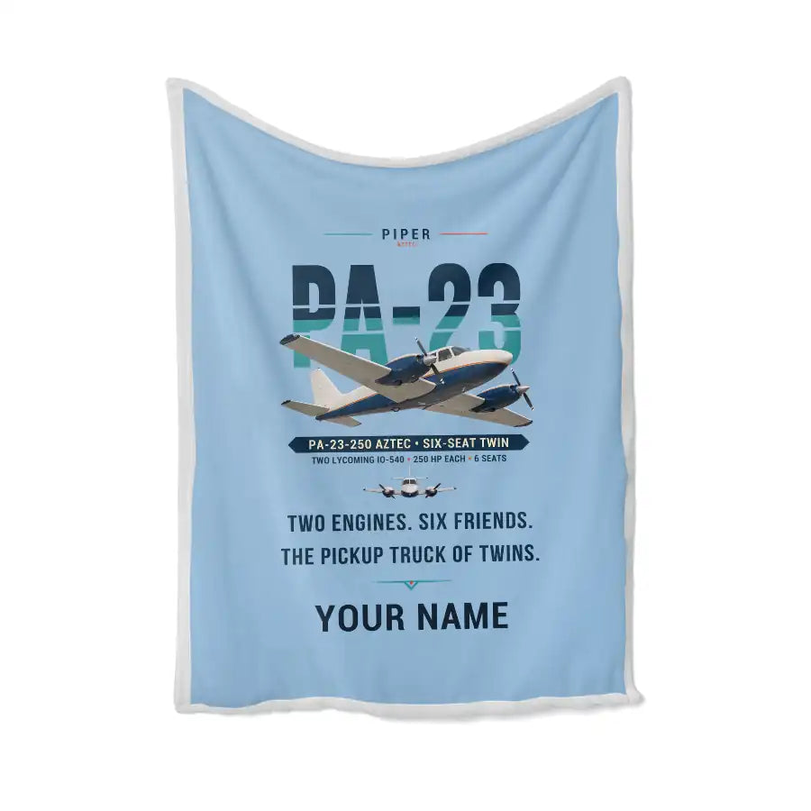 Piper PA-23-250 Aztec - Original + Name - Blanket - Light Blue