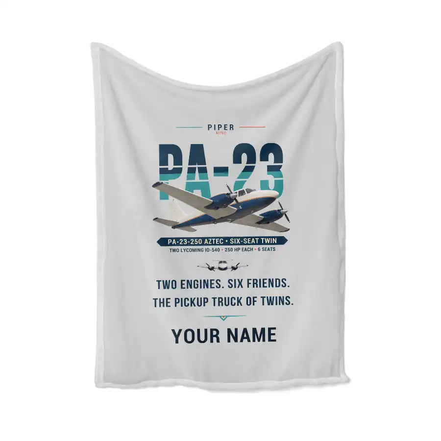 Piper PA-23-250 Aztec - Original + Name - Blanket - Light Gray