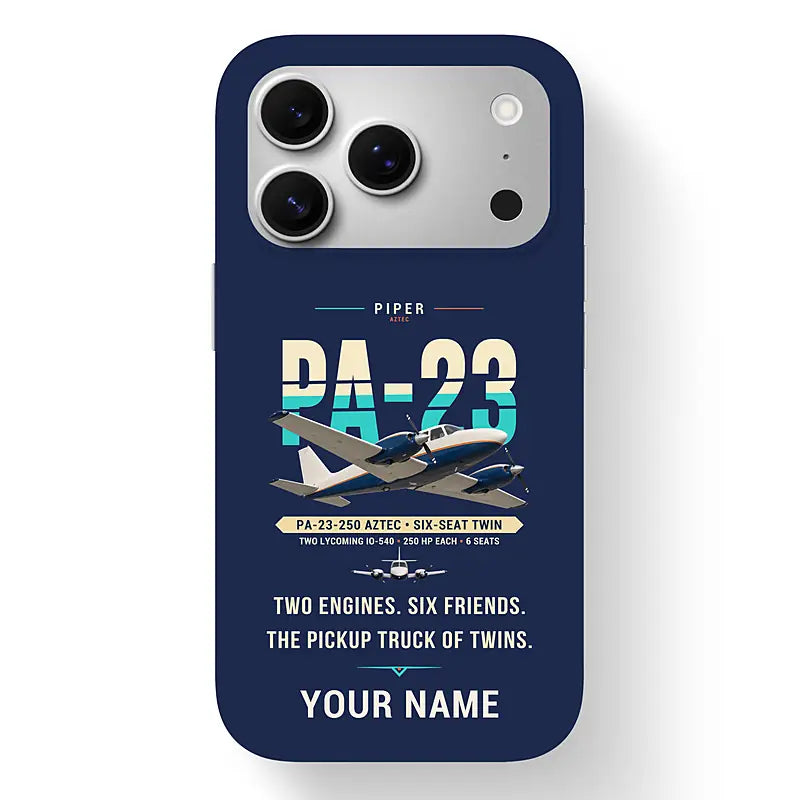 Piper PA-23-250 Aztec - Original + Name - MagSafe iPhone 17 Pro - Navy Blue