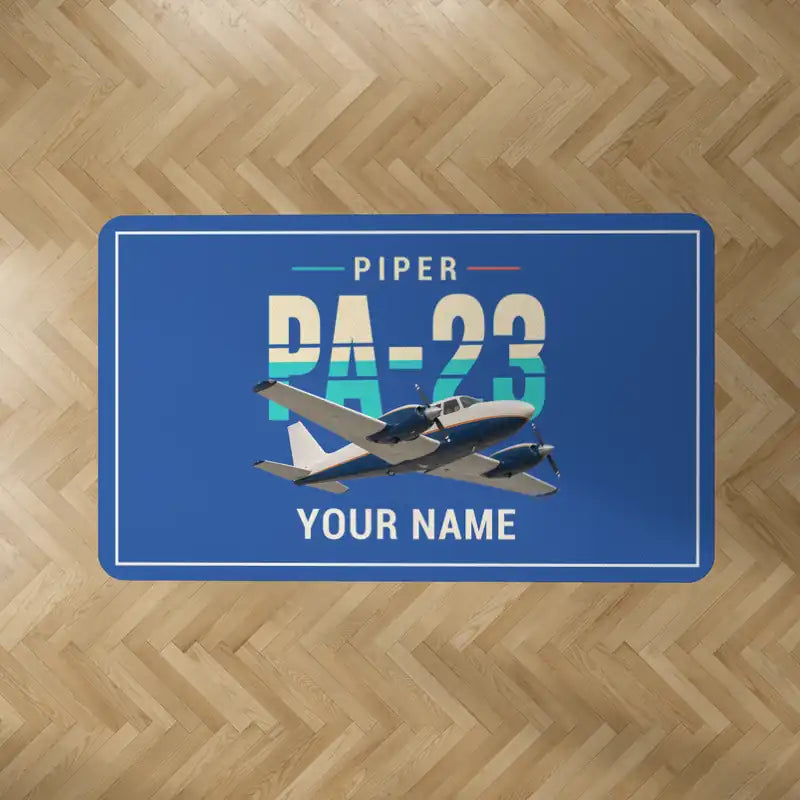 Piper PA-23-250 Aztec - Original + Name - Rectangle Carpet - Blue