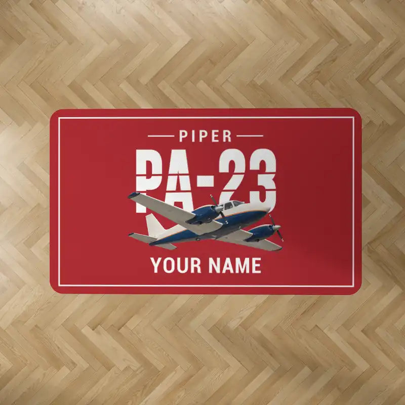 Piper PA-23-250 Aztec - Original + Name - Rectangle Carpet - Red