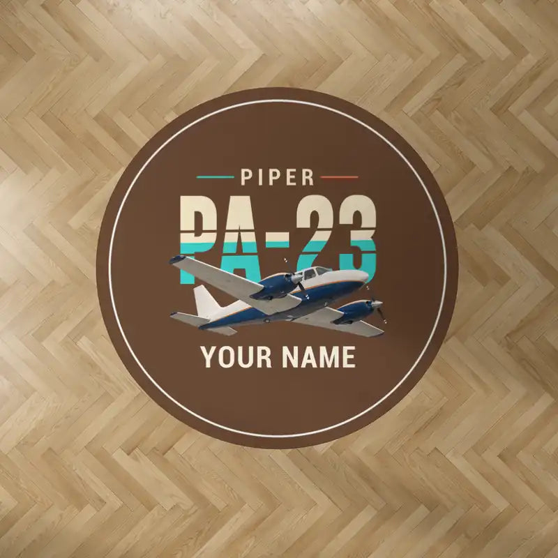 Piper PA-23-250 Aztec - Original + Name - Round Carpet - Brown
