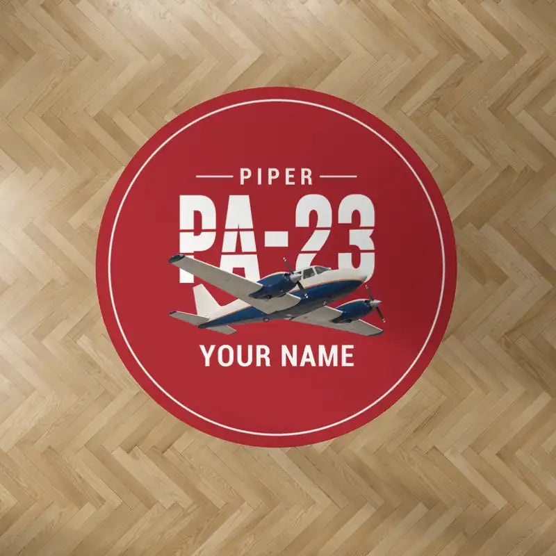 Piper PA-23-250 Aztec - Original + Name - Round Carpet - Red