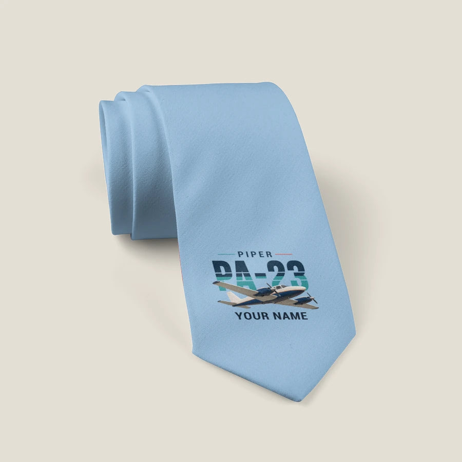 Piper PA-23-250 Aztec - Original + Name - Tie - Light Blue