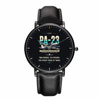 Thumbnail for Piper PA-23-250 Aztec - Original - Slim Leather - Black and Black Leather Strap