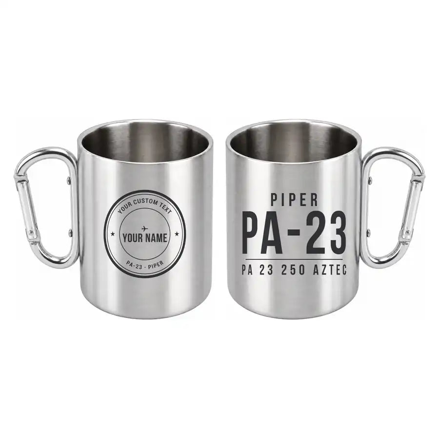 Piper PA-23-250 Aztec - Outdoors Mug - Tag + Name - Silver