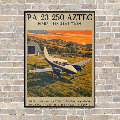 Piper PA-23-250 Aztec - Poster - Canvas Framed - Beige