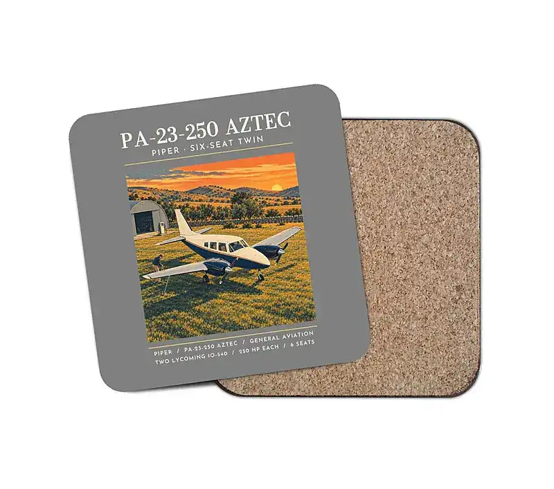 Piper PA-23-250 Aztec - Poster - Coaster - Gray