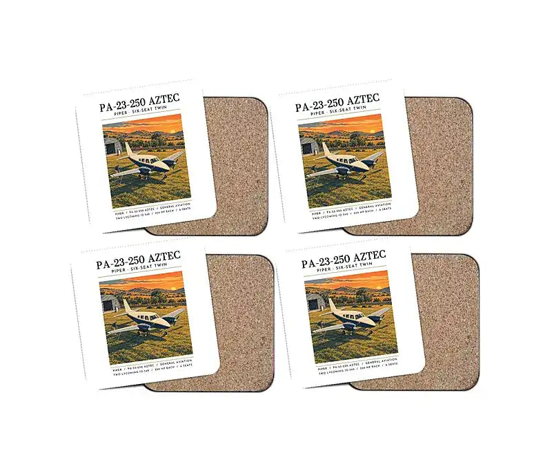 Piper PA-23-250 Aztec - Poster - Coaster Set - White