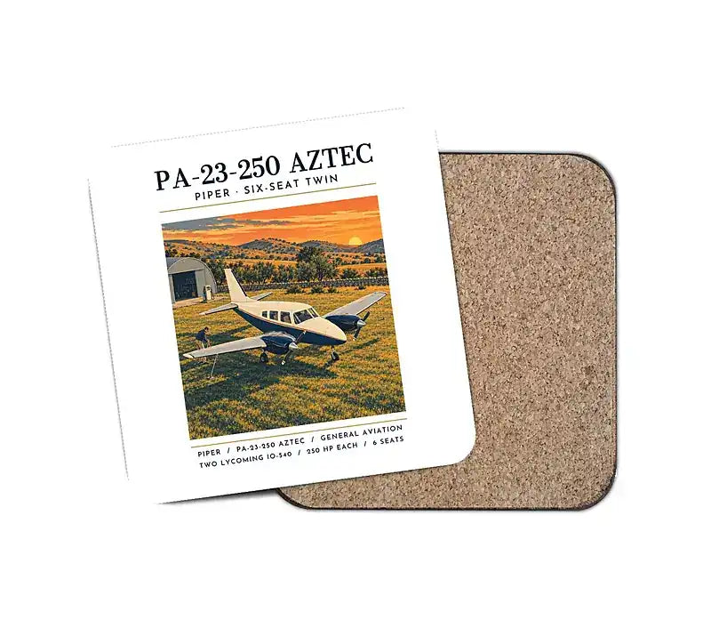Piper PA-23-250 Aztec - Poster - Coaster - White