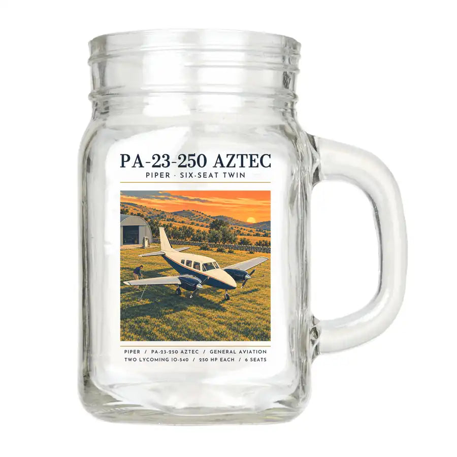 Piper PA-23-250 Aztec - Poster - Cocktail Glass (Mason Jar)